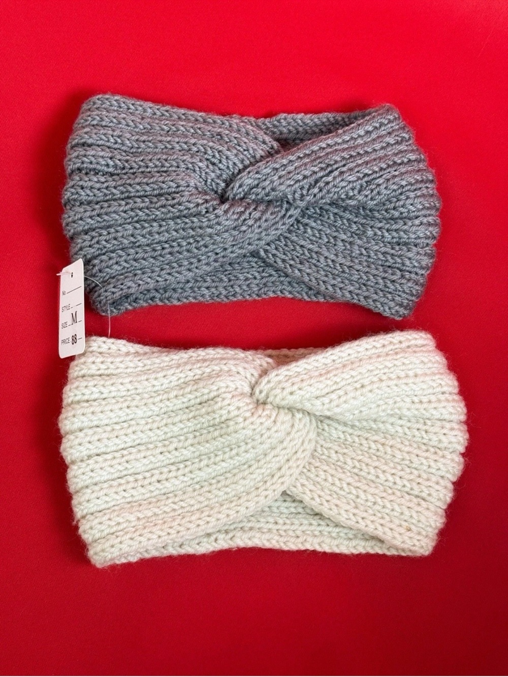 Sz Medium 💜 Headbands Women Charcoal Ivory White Knitted High Stretch